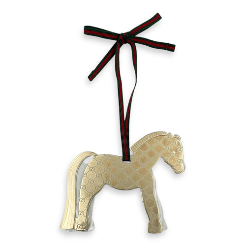 GG Horse X'mas Ornament  Multi-colour Charm in Steel, Canvas Strap Gold hardware CL2503-10865 1