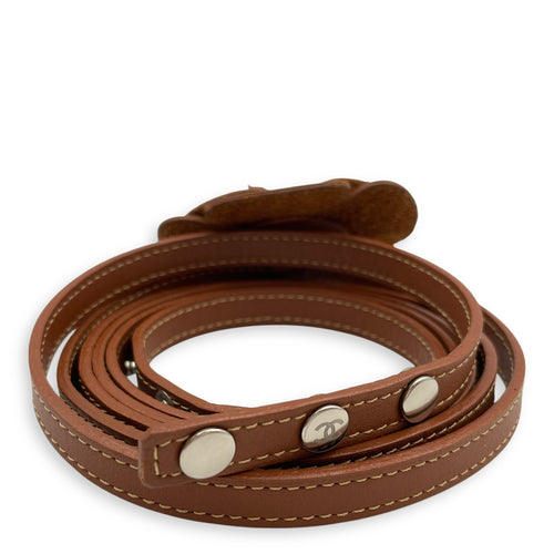 Camellia Double Tour Brown Belt in Calf, Crystals, Beads, Silver hardware