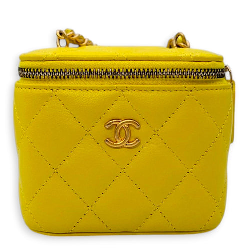 Pearl Crush Mini Vanity Mini Yellow Vanity Bag in Lambskin Gold hardware