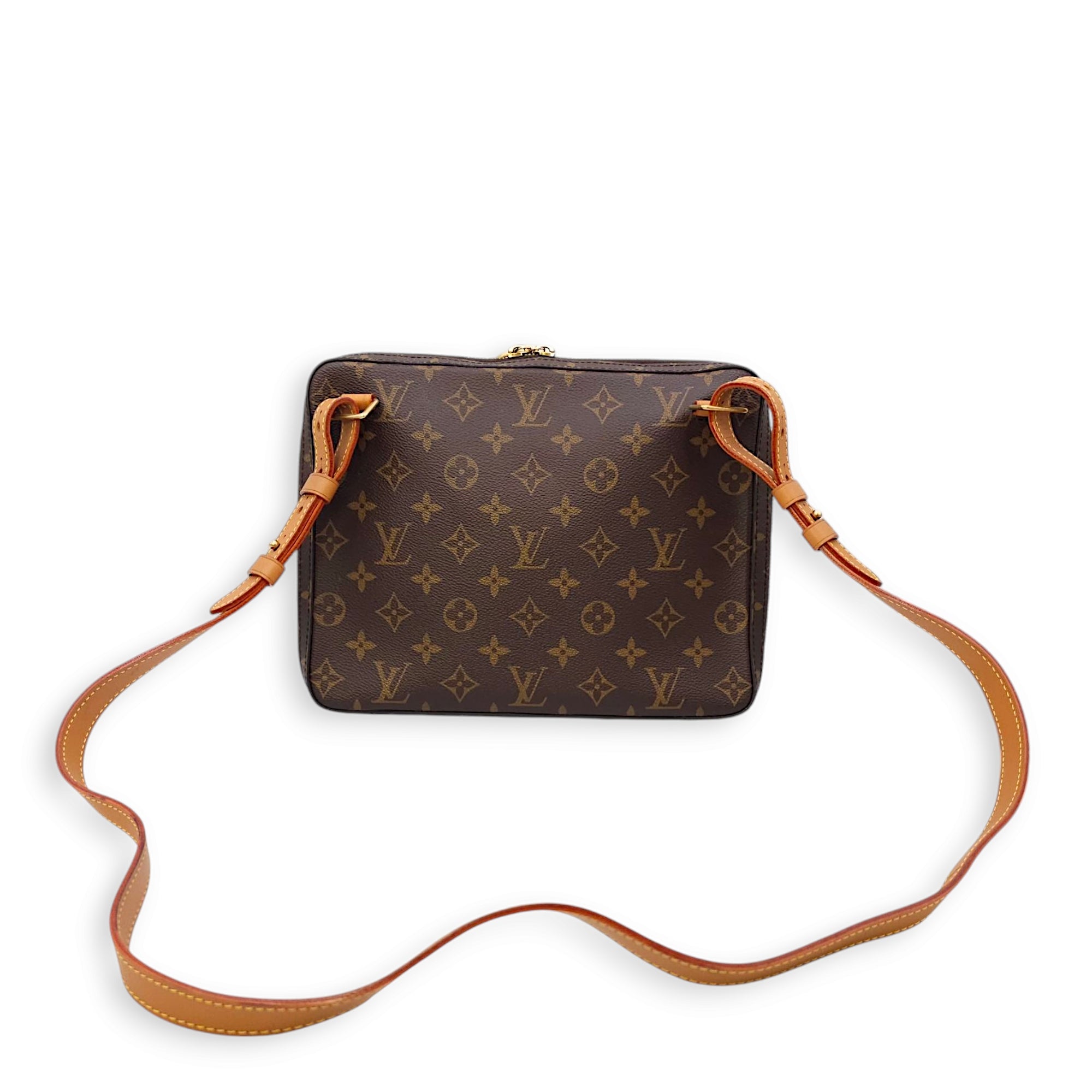Soft Trunk PM Brown Crossbody Bag in Canvas, Calf, Gold hardware