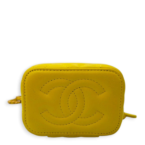 Pearl Crush Mini Vanity Mini Yellow Vanity Bag in Lambskin Gold hardware
