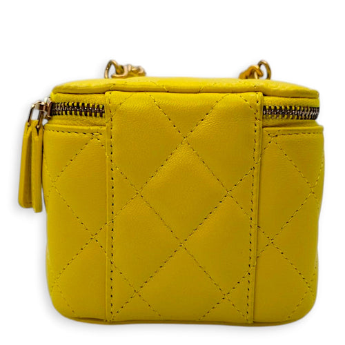 Pearl Crush Mini Vanity Mini Yellow Vanity Bag in Lambskin Gold hardware