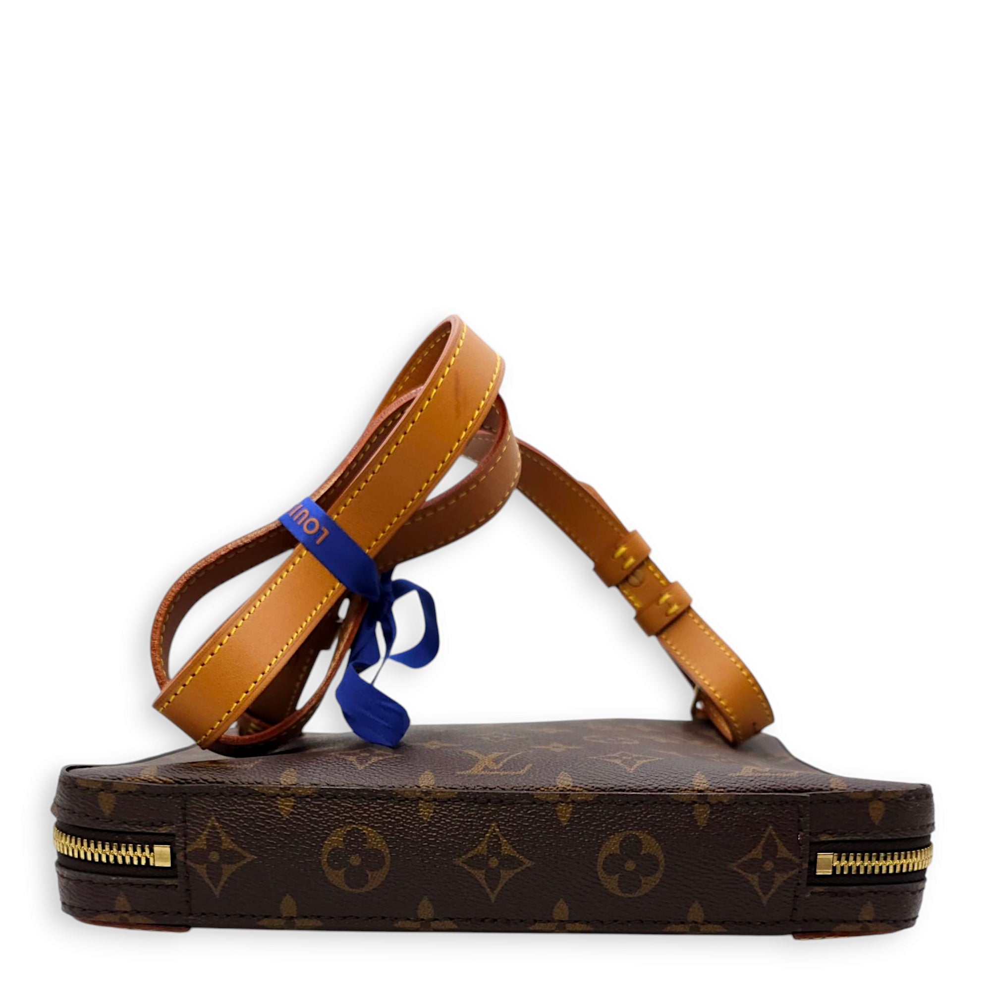 Soft Trunk PM Brown Crossbody Bag in Canvas, Calf, Gold hardware