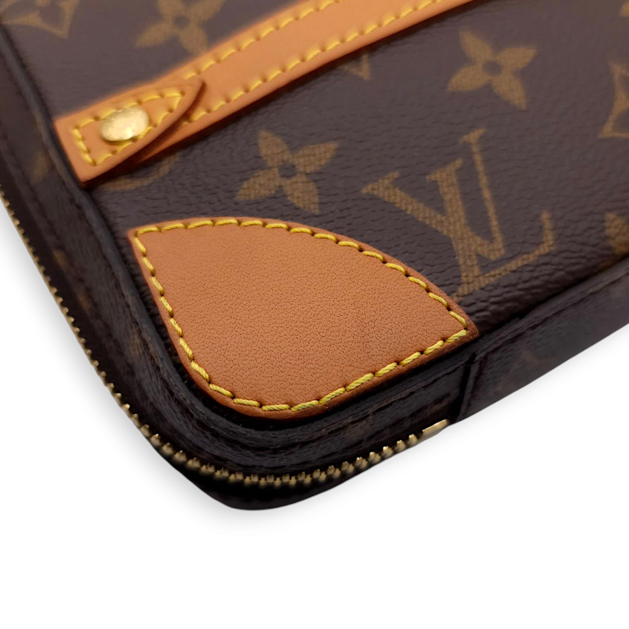 Soft Trunk PM Brown Crossbody Bag in Canvas, Calf, Gold hardware