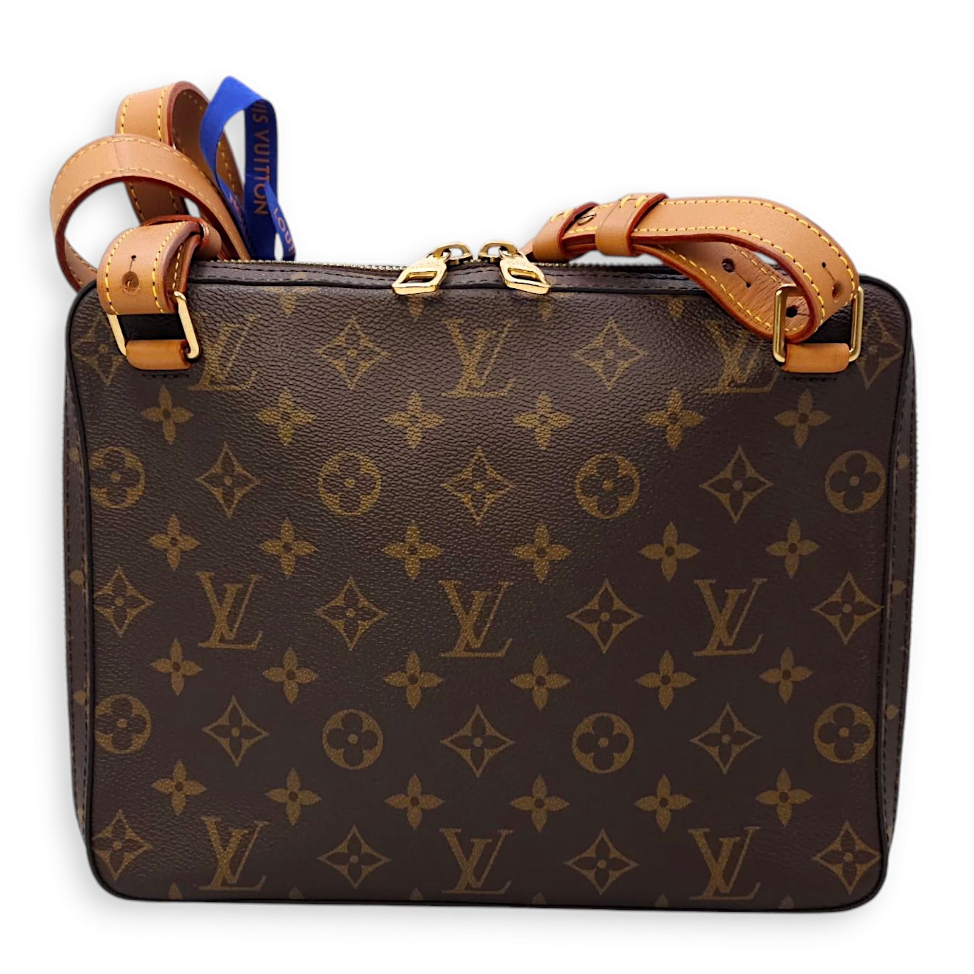 Soft Trunk PM Brown Crossbody Bag in Canvas, Calf, Gold hardware