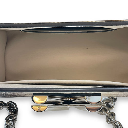 Twist PM Beige Crossbody Bag in Lizard Varanus Salvator, Silver hardware