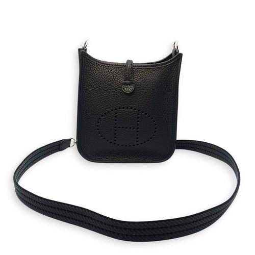 Evelyne (Short Strap) Mini Black/Gris Misty-Noir  in Clemence Palladium hardware