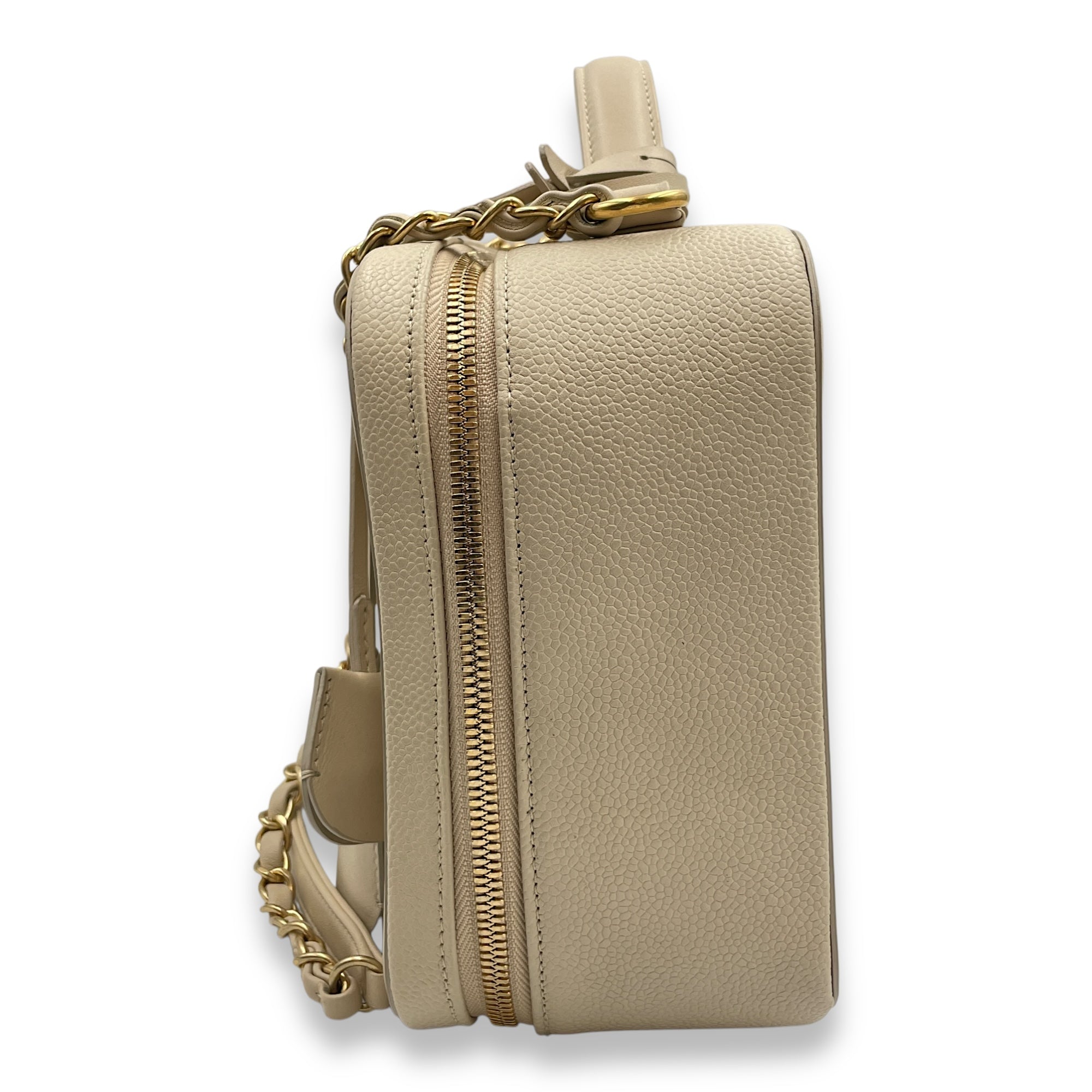 Filigree Vanity 24x18x9.5cm Beige Shoulder Bag in Caviar Gold hardware