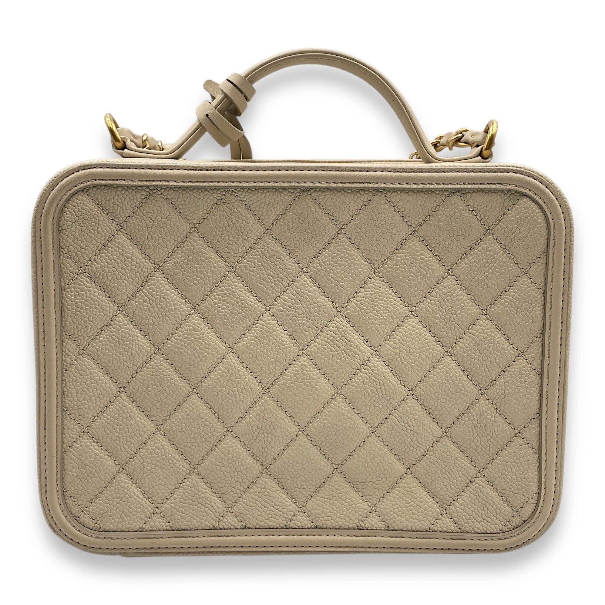 Filigree Vanity 24x18x9.5cm Beige Shoulder Bag in Caviar Gold hardware