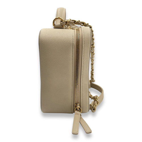 Filigree Vanity 24x18x9.5cm Beige Shoulder Bag in Caviar Gold hardware