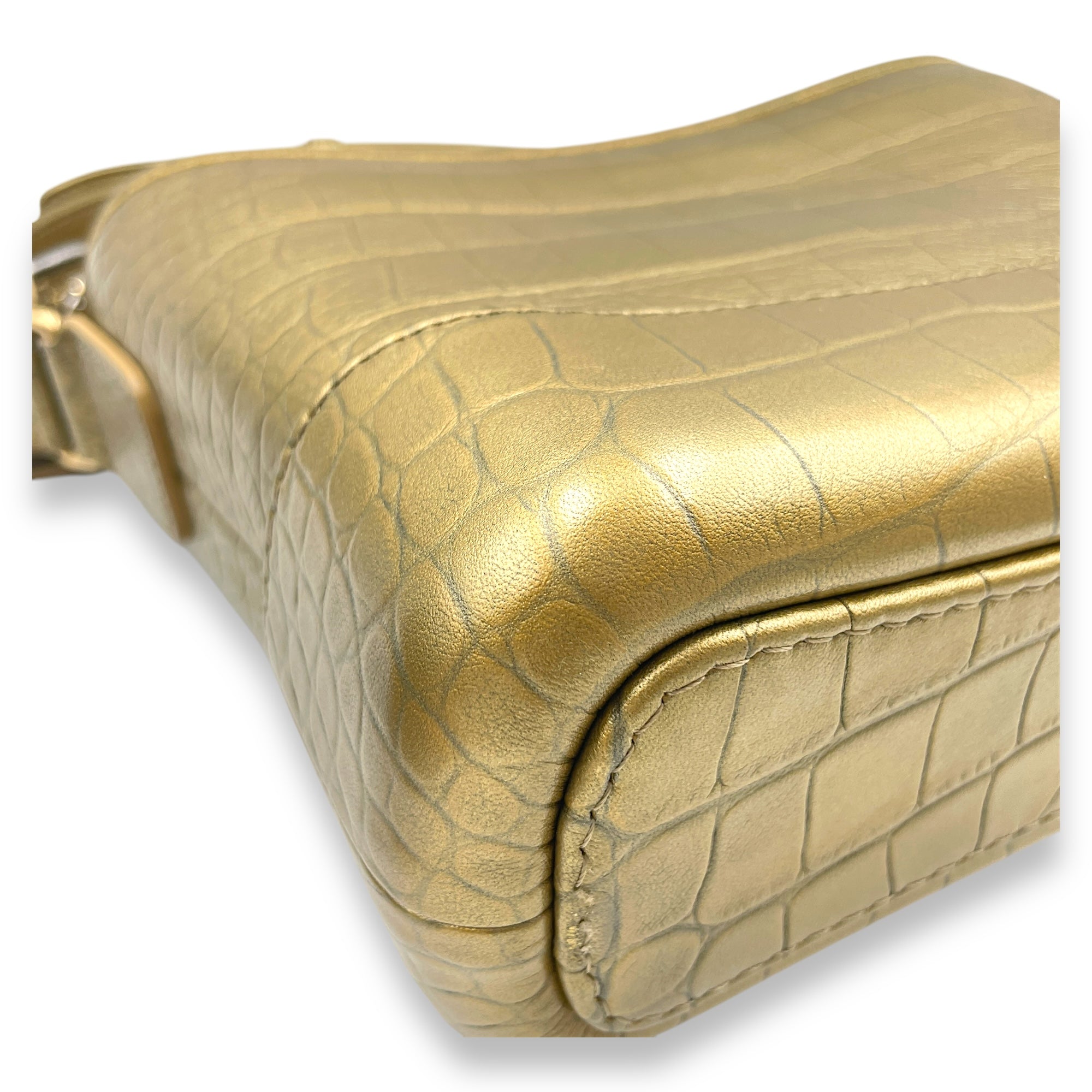 Gabrielle Small Gold Crossbody Bag in Croc Embossed Calf 3-Tone hardware CL2504-11359 5