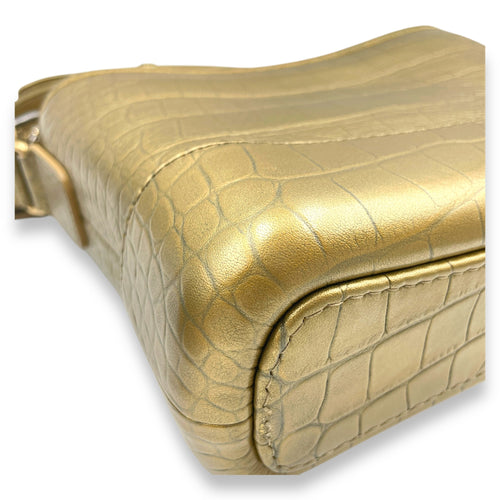 Gabrielle Small Gold Crossbody Bag in Croc Embossed Calf 3-Tone hardware CL2504-11359 5