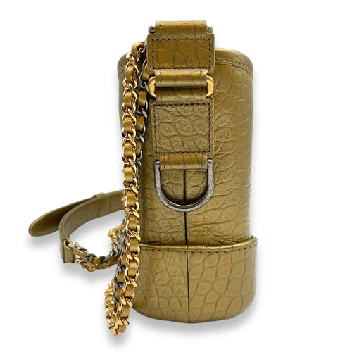Gabrielle Small Gold Crossbody Bag in Croc Embossed Calf 3-Tone hardware CL2504-11359 4
