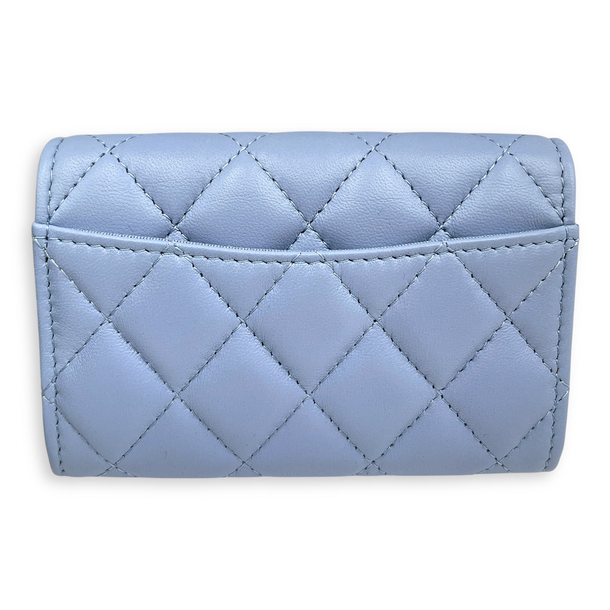 CC Blue Card Holder in Lambskin, Gold hardware