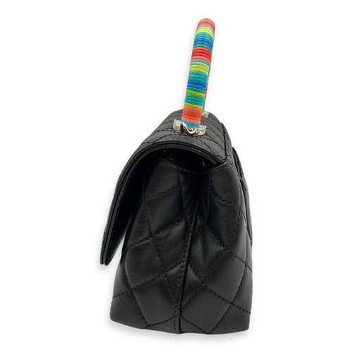 Quilted Coco Handle with Rainbow Handle Mini Black Crossbody Bag in Calfskin Gold hardware CL2504-11409 4