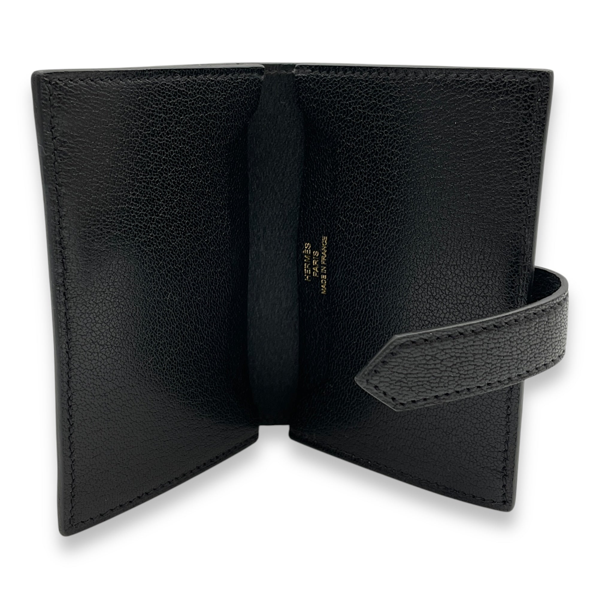 Bearn Black Card Holder in Chevre Chamkila, Rose Gold hardware