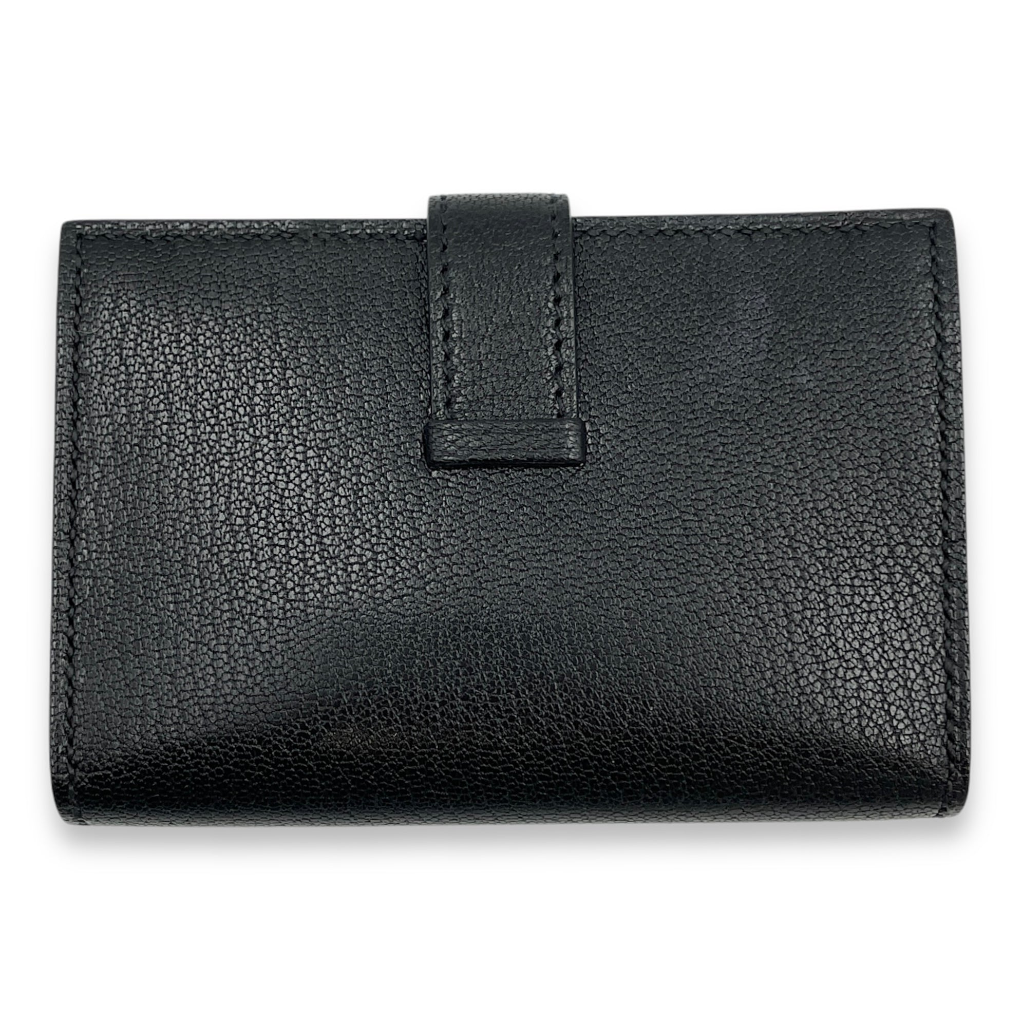 Bearn Black Card Holder in Chevre Chamkila, Rose Gold hardware