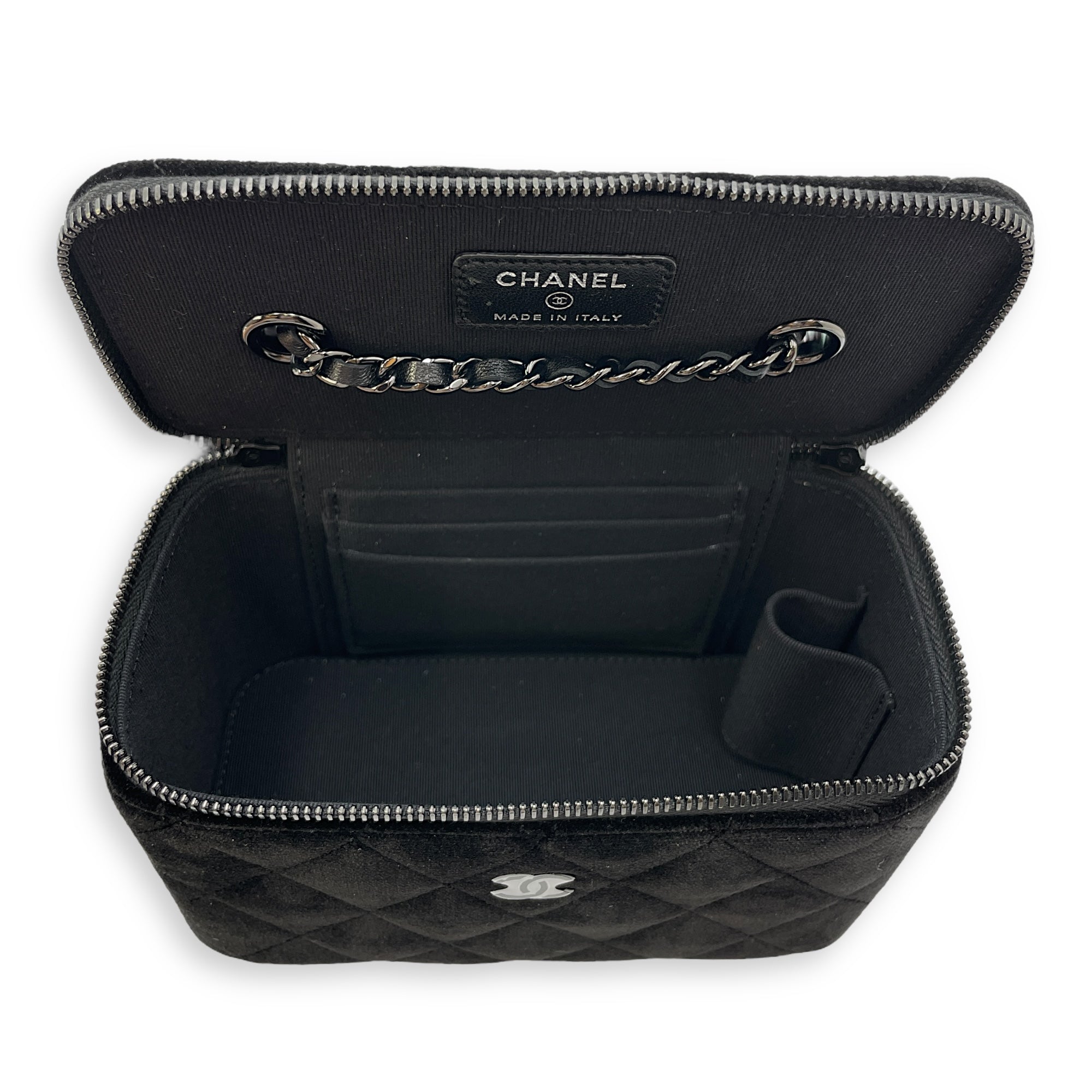 Vanity Black Crossbody Bag in Velvet Silver hardware CL2504-11632 6