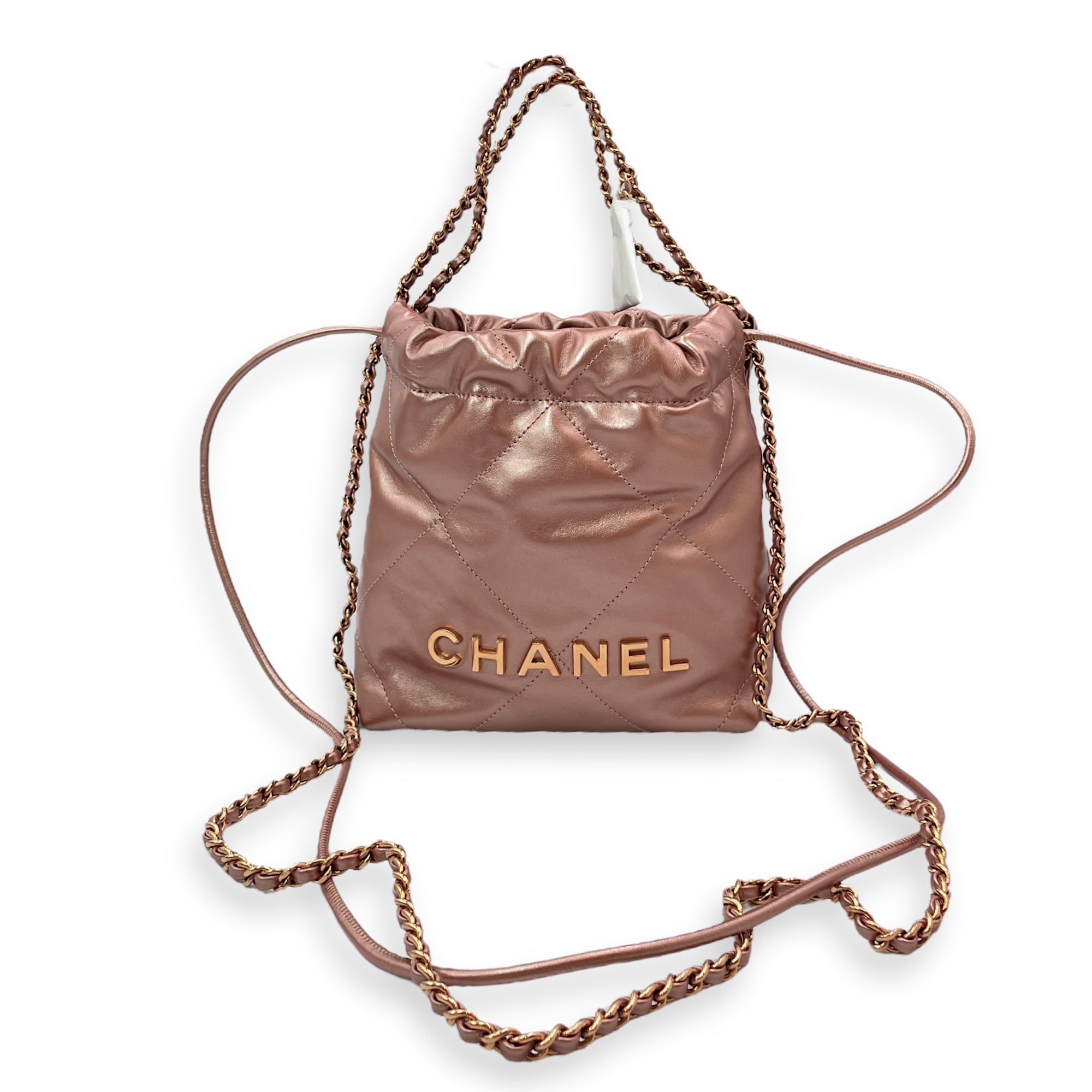 22 Tote 20 Pink Crossbody Bag in Metallic Rose Gold hardware CL2504-11631 7