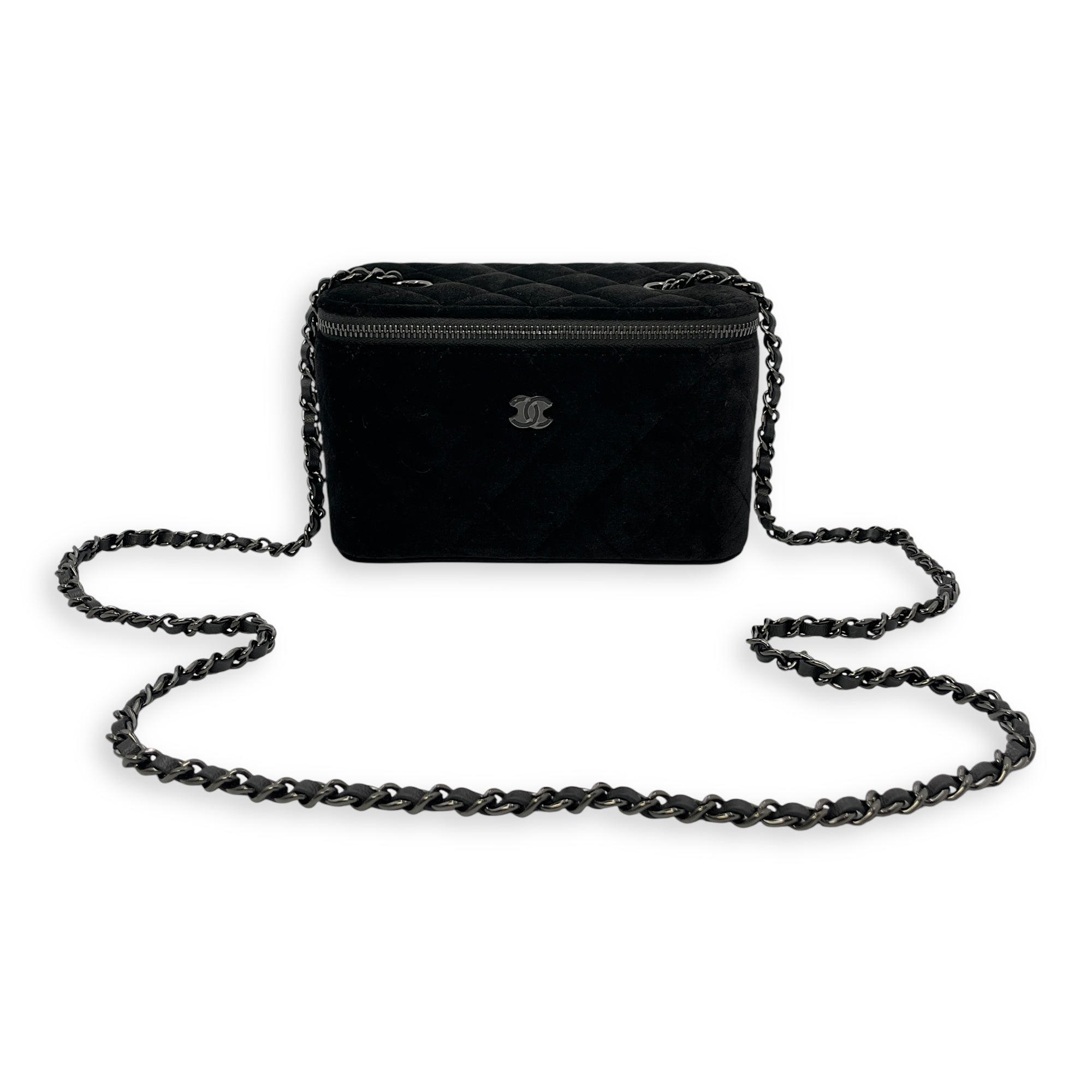 Vanity Black Crossbody Bag in Velvet Silver hardware CL2504-11632 7