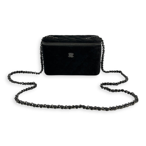 Vanity Black Crossbody Bag in Velvet Silver hardware CL2504-11632 7