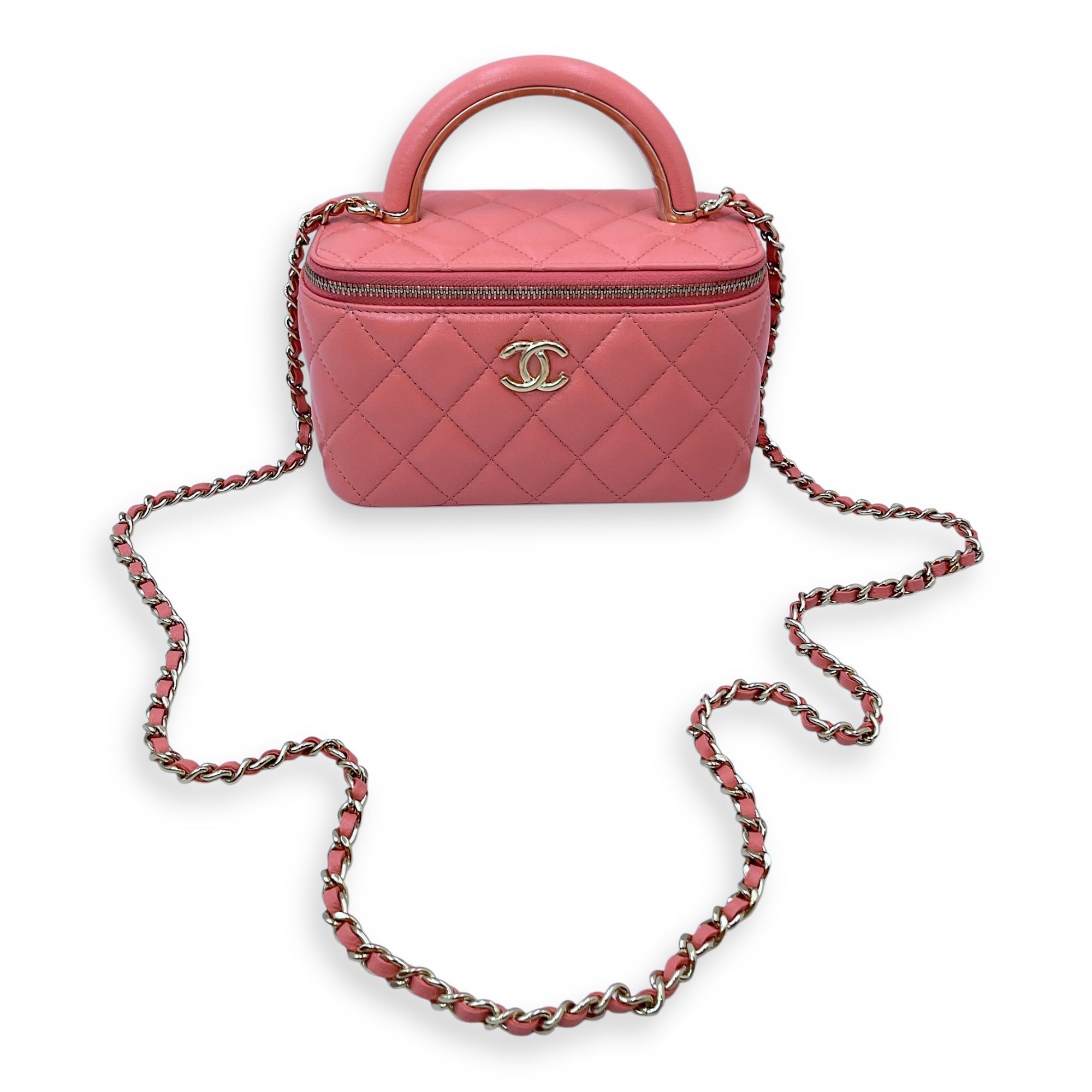 Vanity Mini Pink Crossbody Bag in Lambskin Gold hardware CL2504-11668 7
