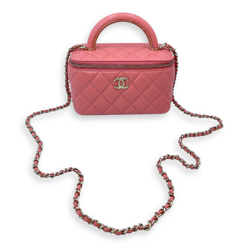 Vanity Mini Pink Crossbody Bag in Lambskin Gold hardware CL2504-11668 7