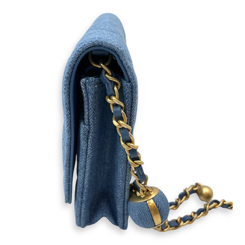 Pearl Crush Others Blue Wallet on Chain in Denim Gold hardware CL2504-11667 4
