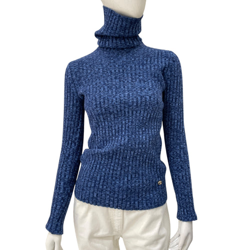 23B 36 Navy Blue Pullover in Cashmere, Wool, Gold hardware