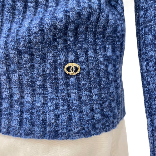 23B 36 Navy Blue Pullover in Cashmere, Wool, Gold hardware