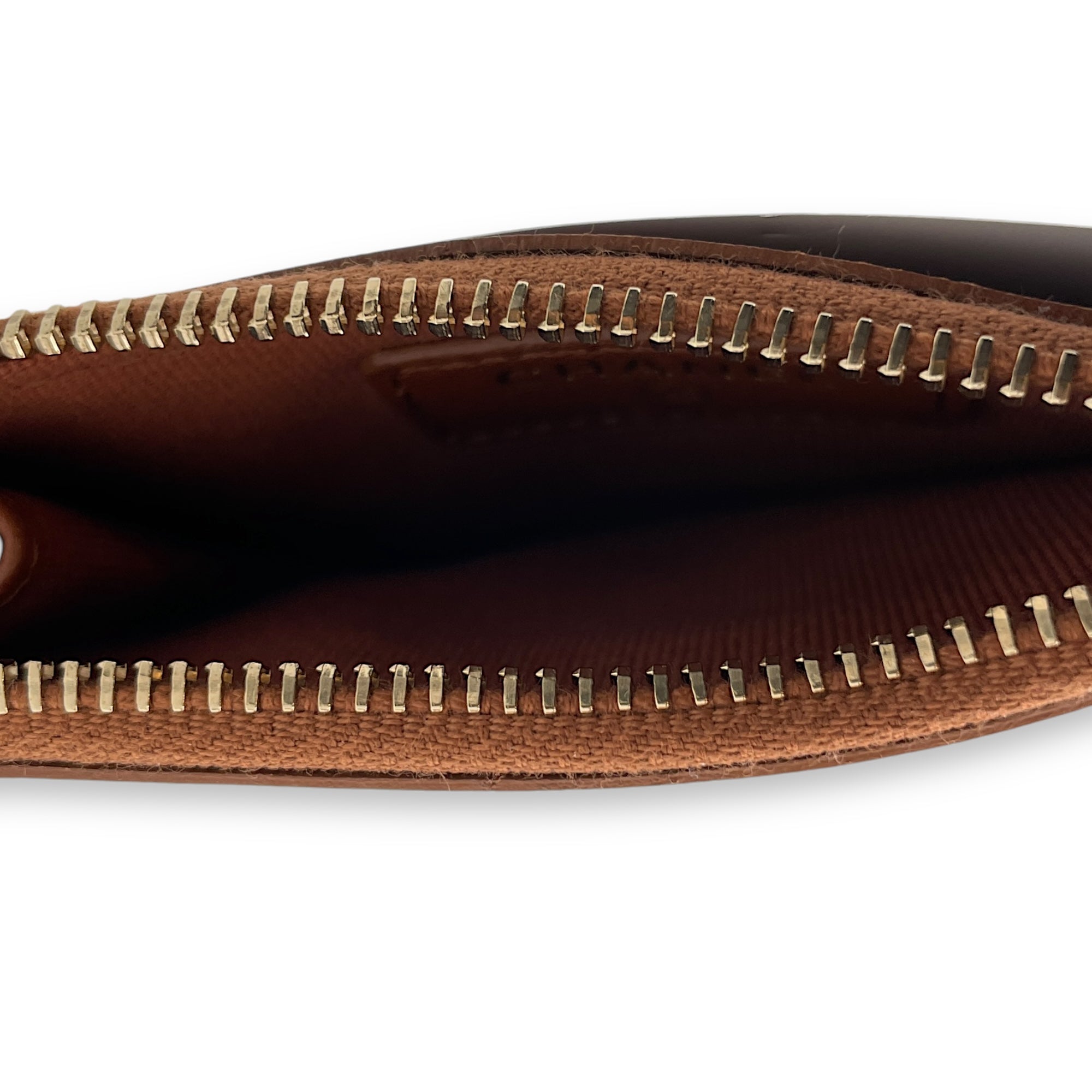 Brown Card Holder in Lambskin, Gold hardware