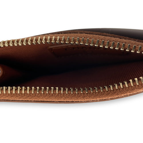 Brown Card Holder in Lambskin, Gold hardware