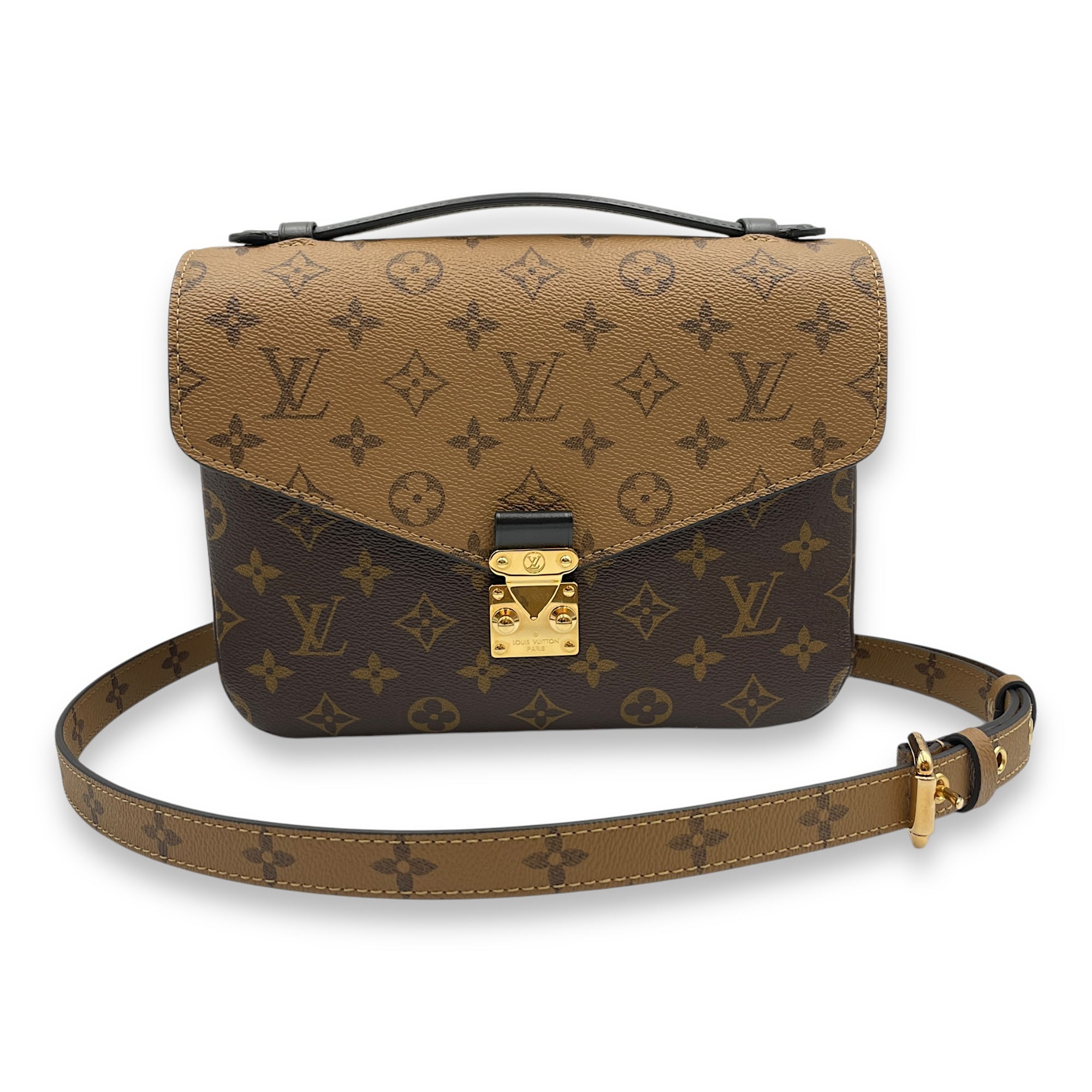 Metis MM Crossbody Bag in Coated Canvas, Gold hardware