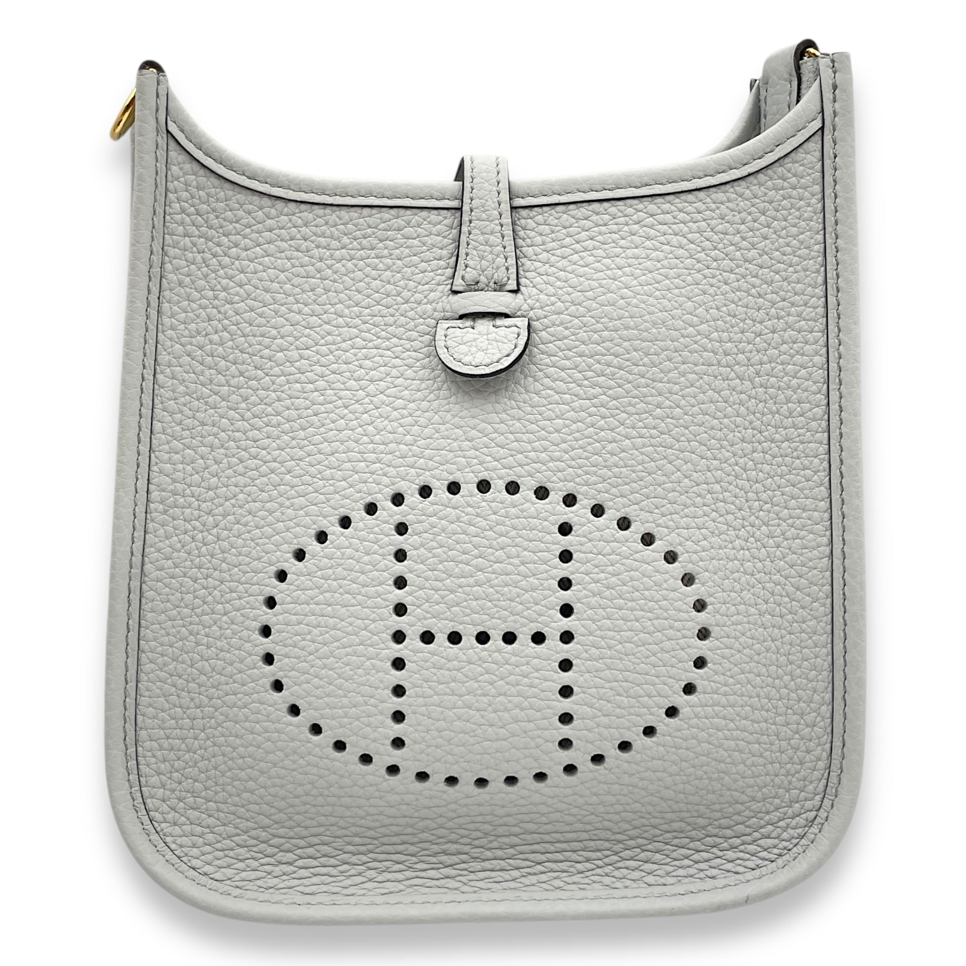 Evelyne Mini Blue Pale in Clemence, Gold hardware
