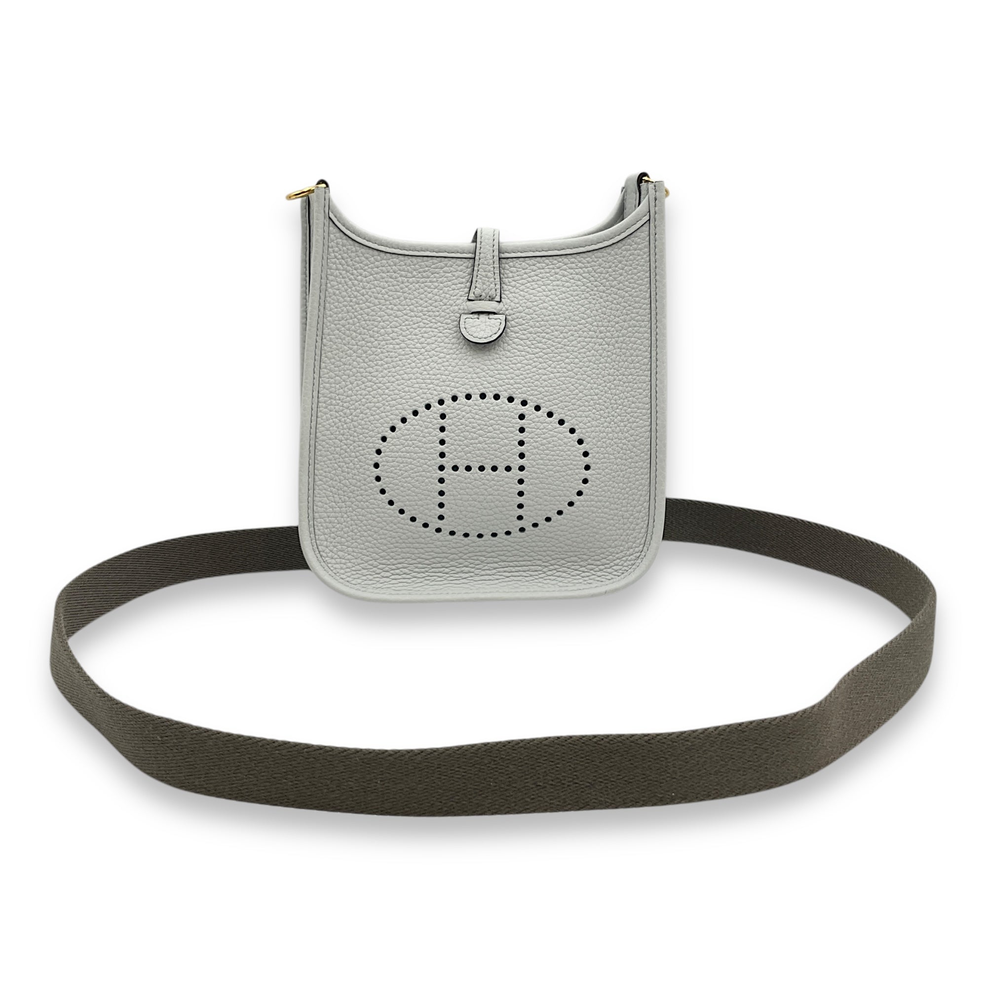 Evelyne Mini Blue Pale in Clemence, Gold hardware
