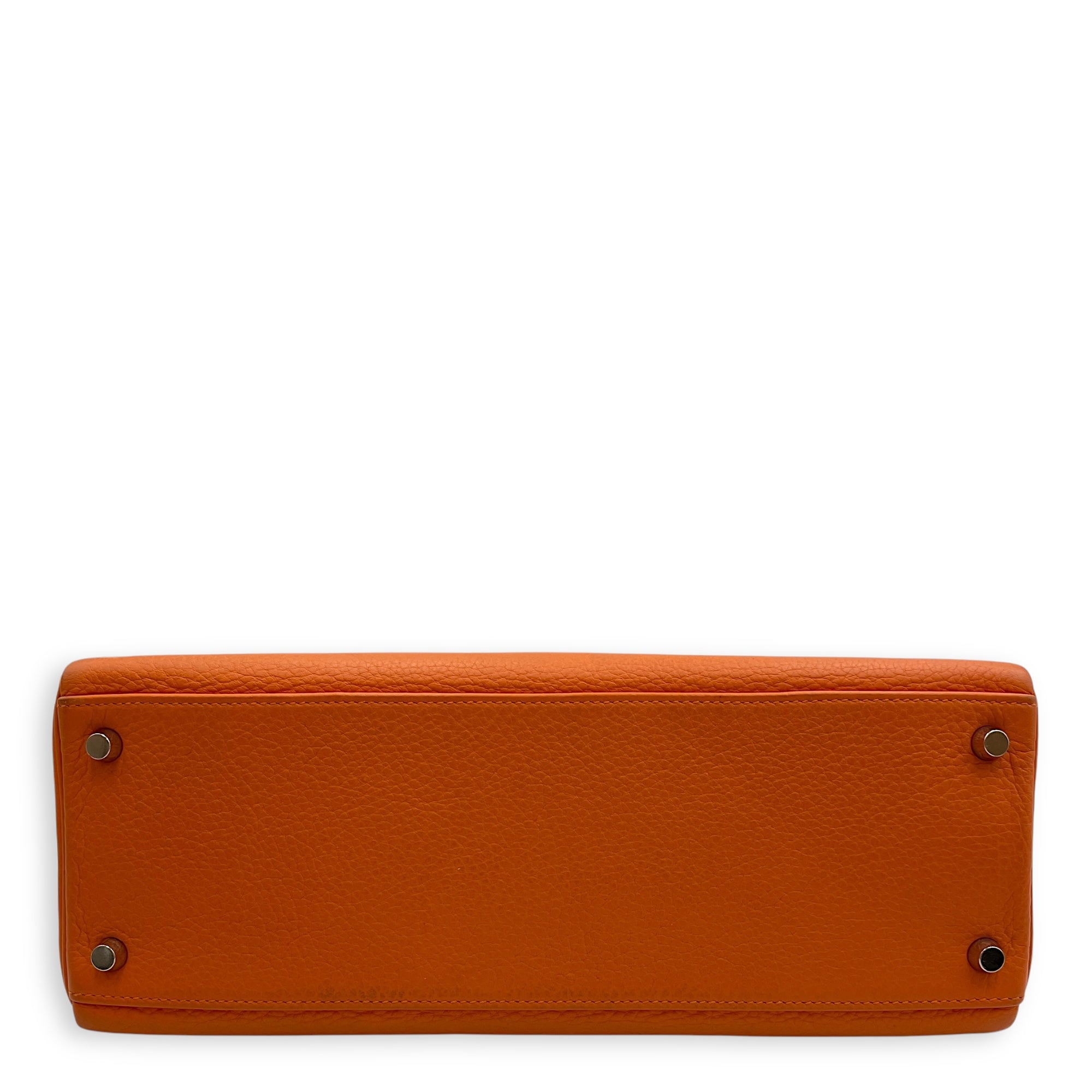 Kelly 32 Orange in Togo Palladium hardware