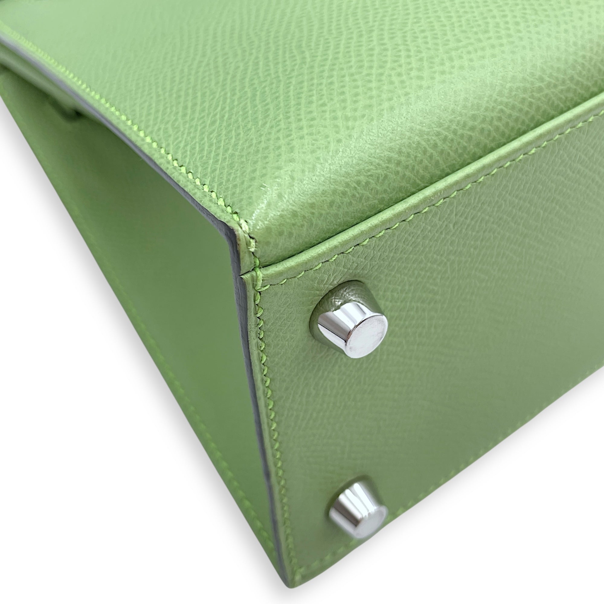 Sellier Kelly 25 Vert Criquet in Epsom, Palladium hardware