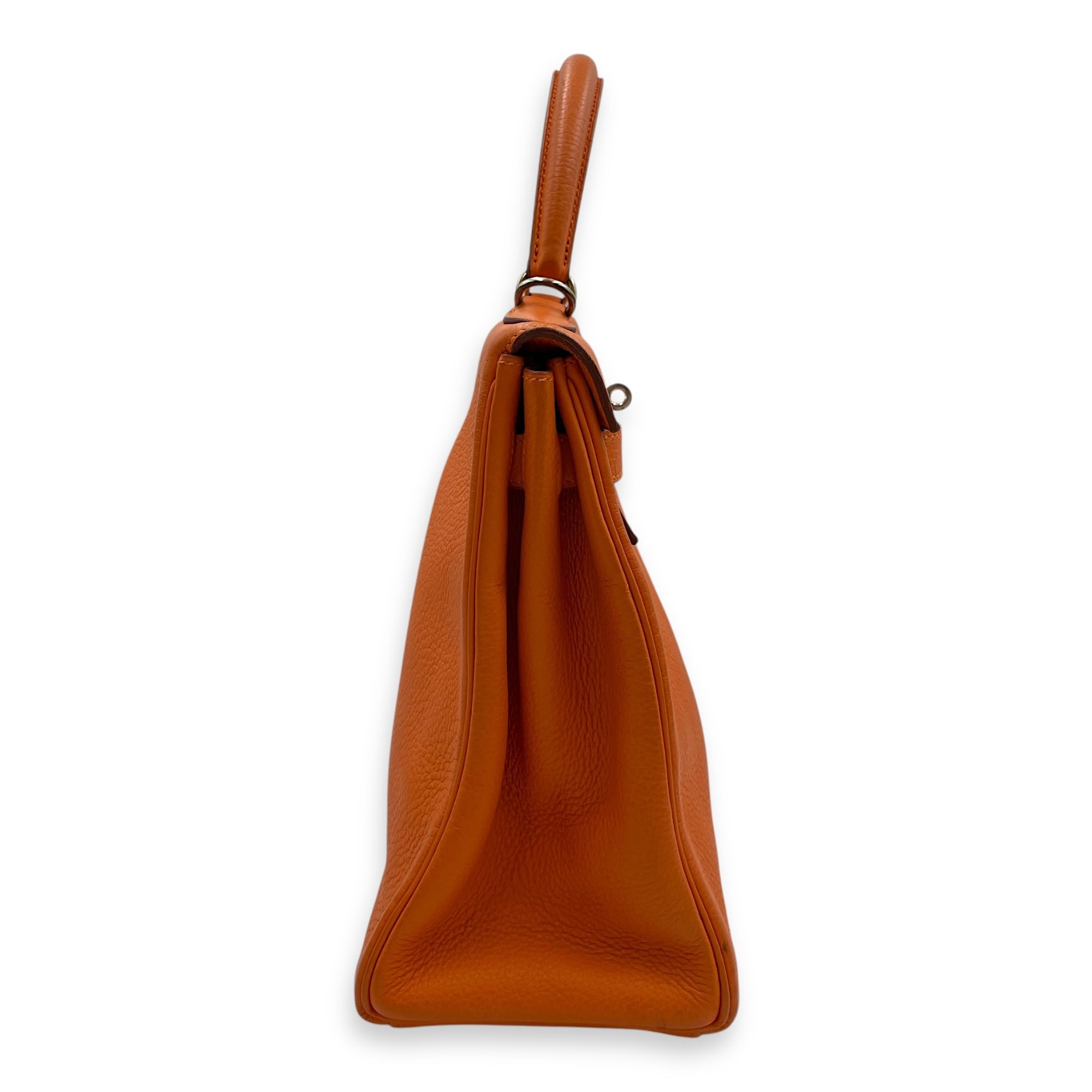 Kelly 32 Orange in Togo Palladium hardware