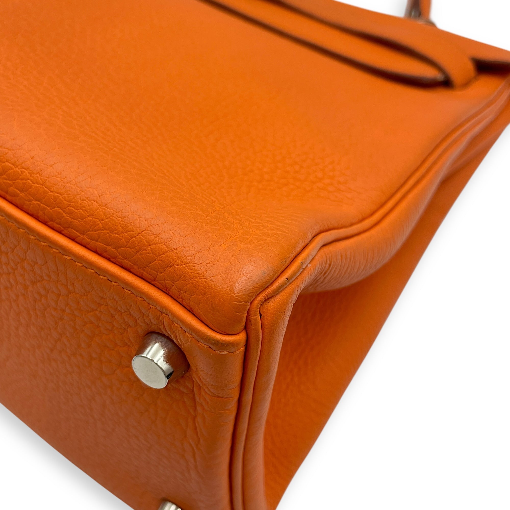 Kelly 32 Orange in Togo Palladium hardware