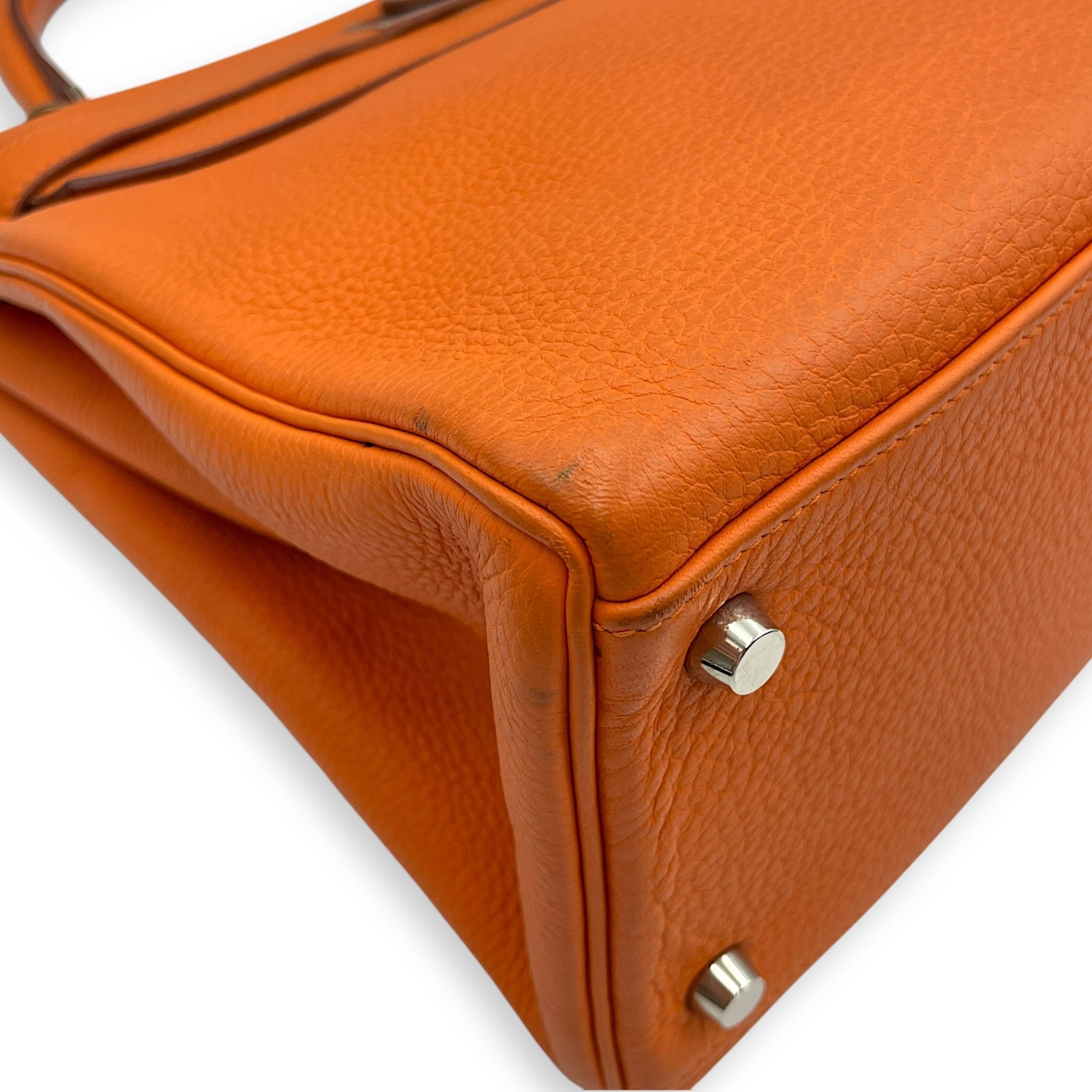 Kelly 32 Orange in Togo Palladium hardware
