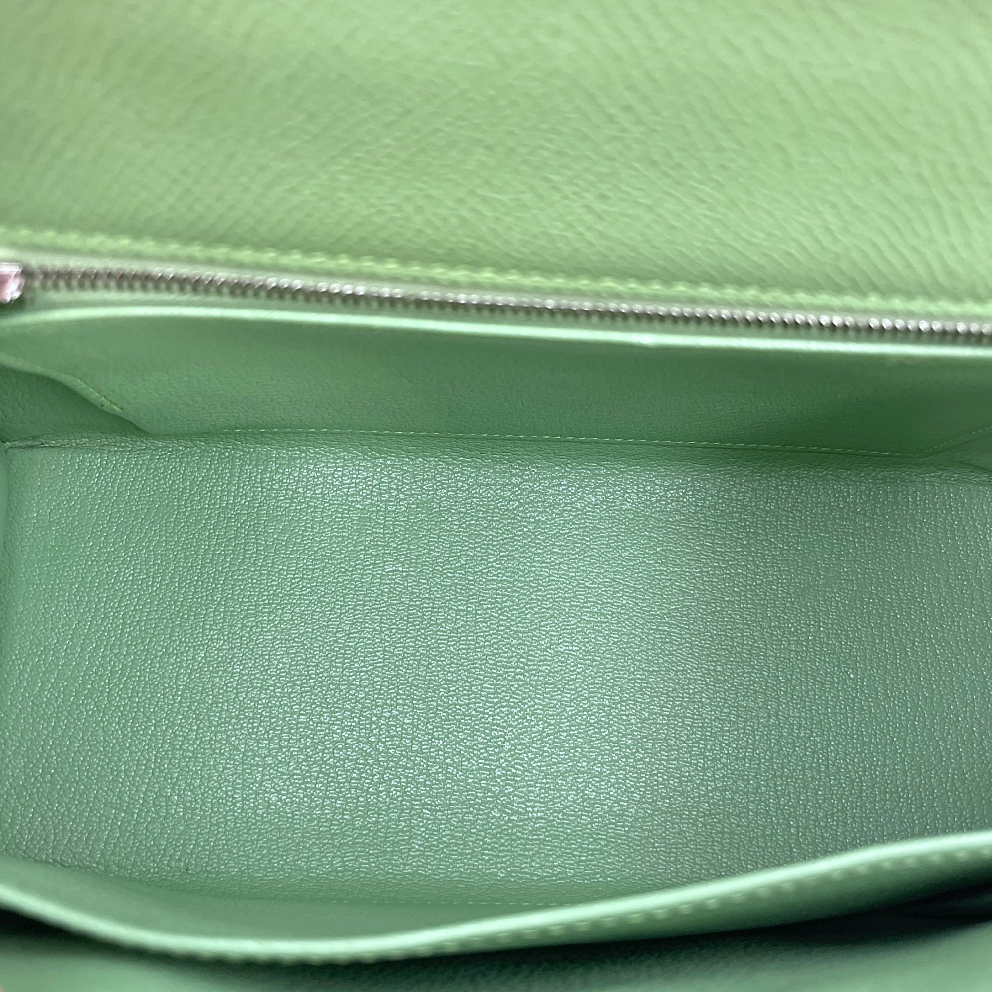 Sellier Kelly 25 Vert Criquet in Epsom, Palladium hardware
