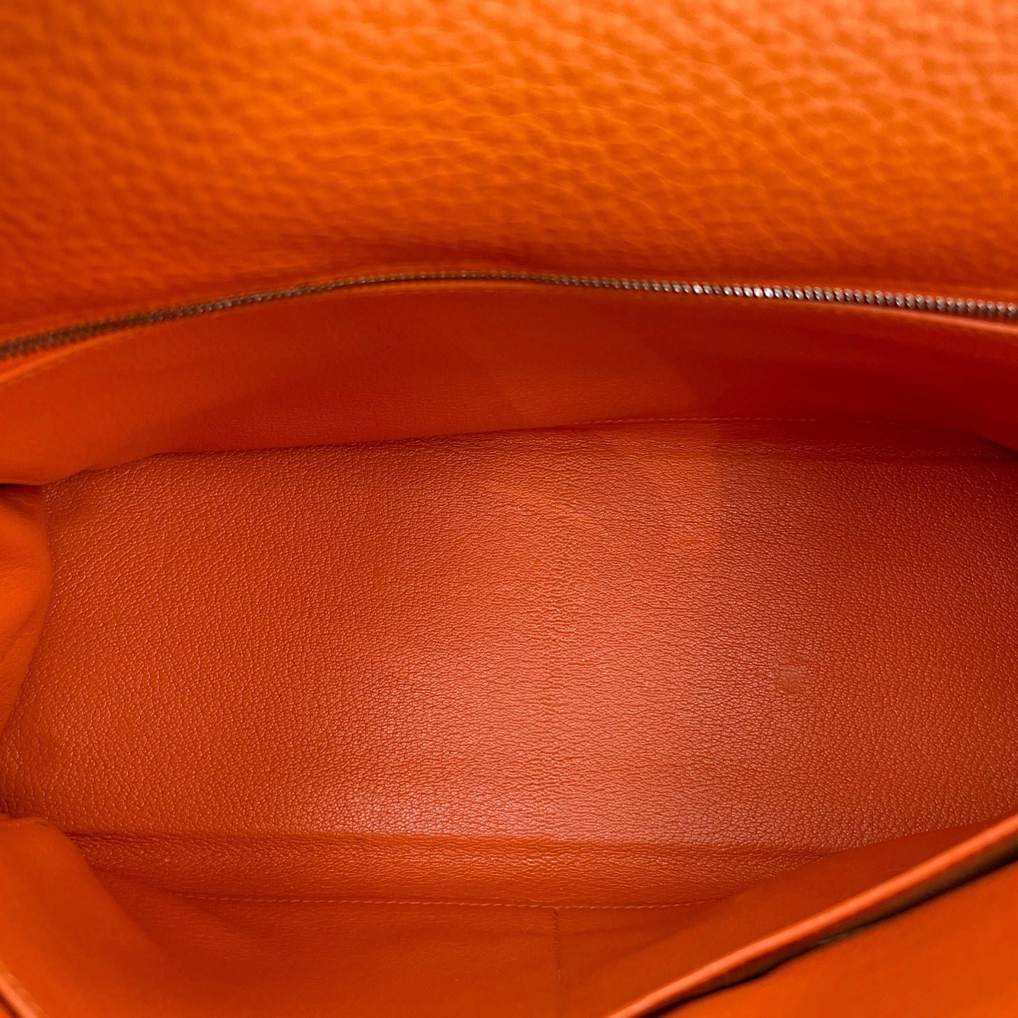 Kelly 32 Orange in Togo Palladium hardware