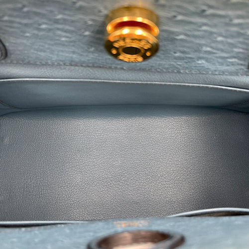 Dalvy 30 Blue Jean in Ostrich Gold hardware