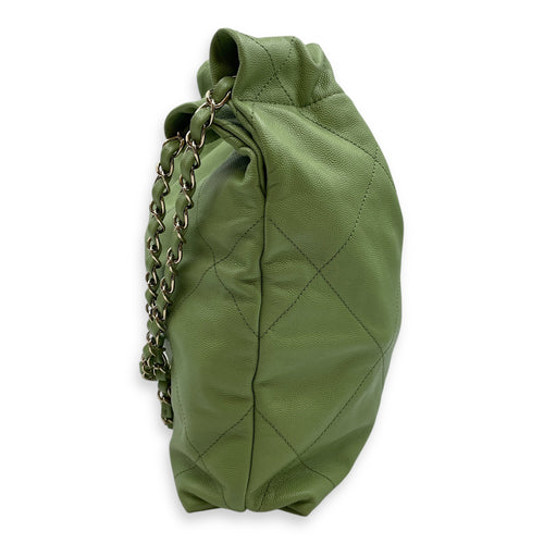 22 Medium Green Tote Bag in Caviar Leather, Gold hardware