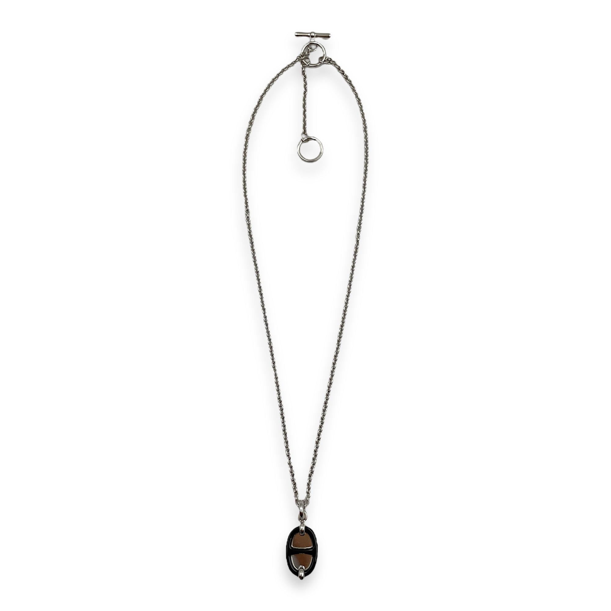 Mini Maillon Small Model Black Pendant, Palladium hardware