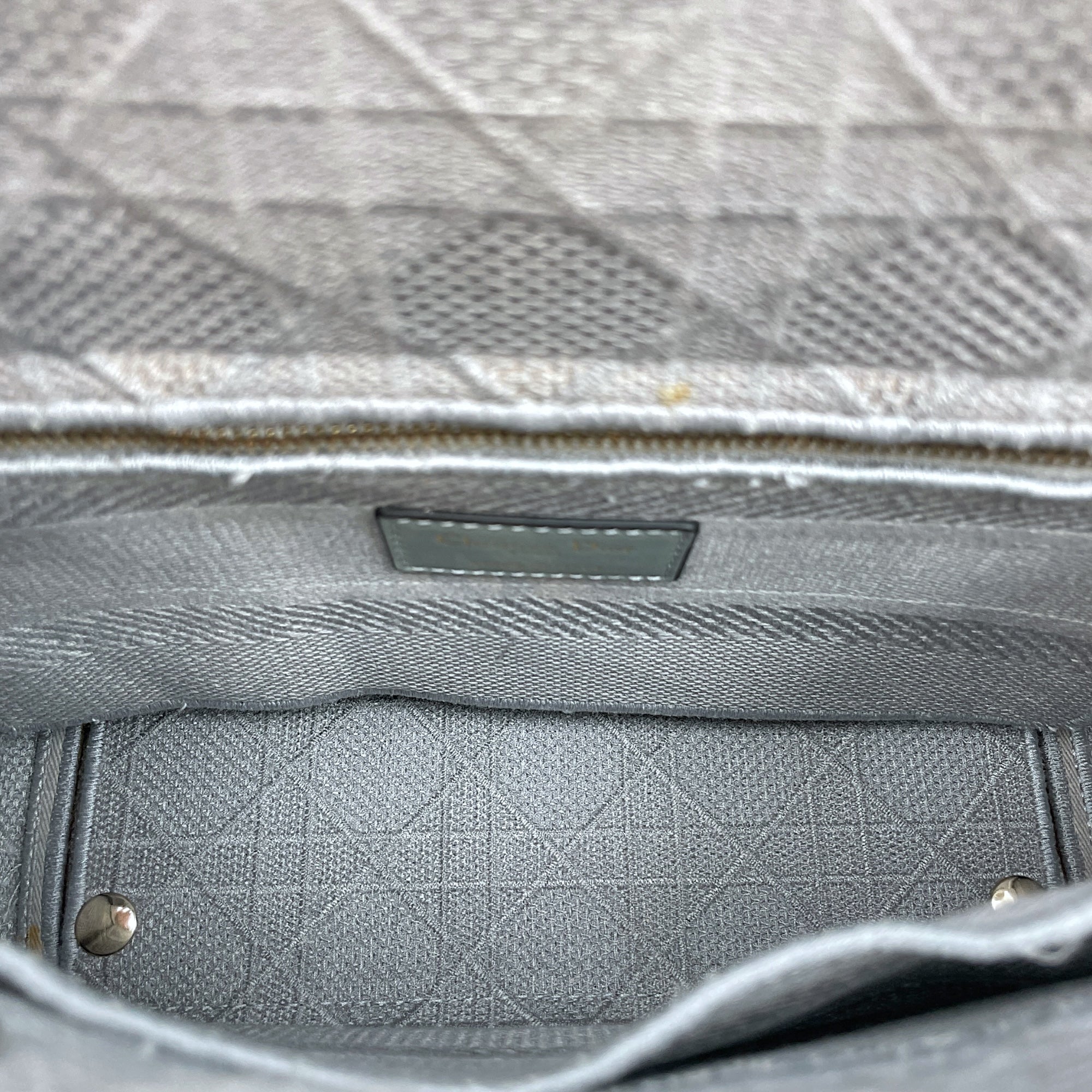 Lady Dior Medium Grey Top Handle Bag in Canvas Gold hardware CL2504-11525 6