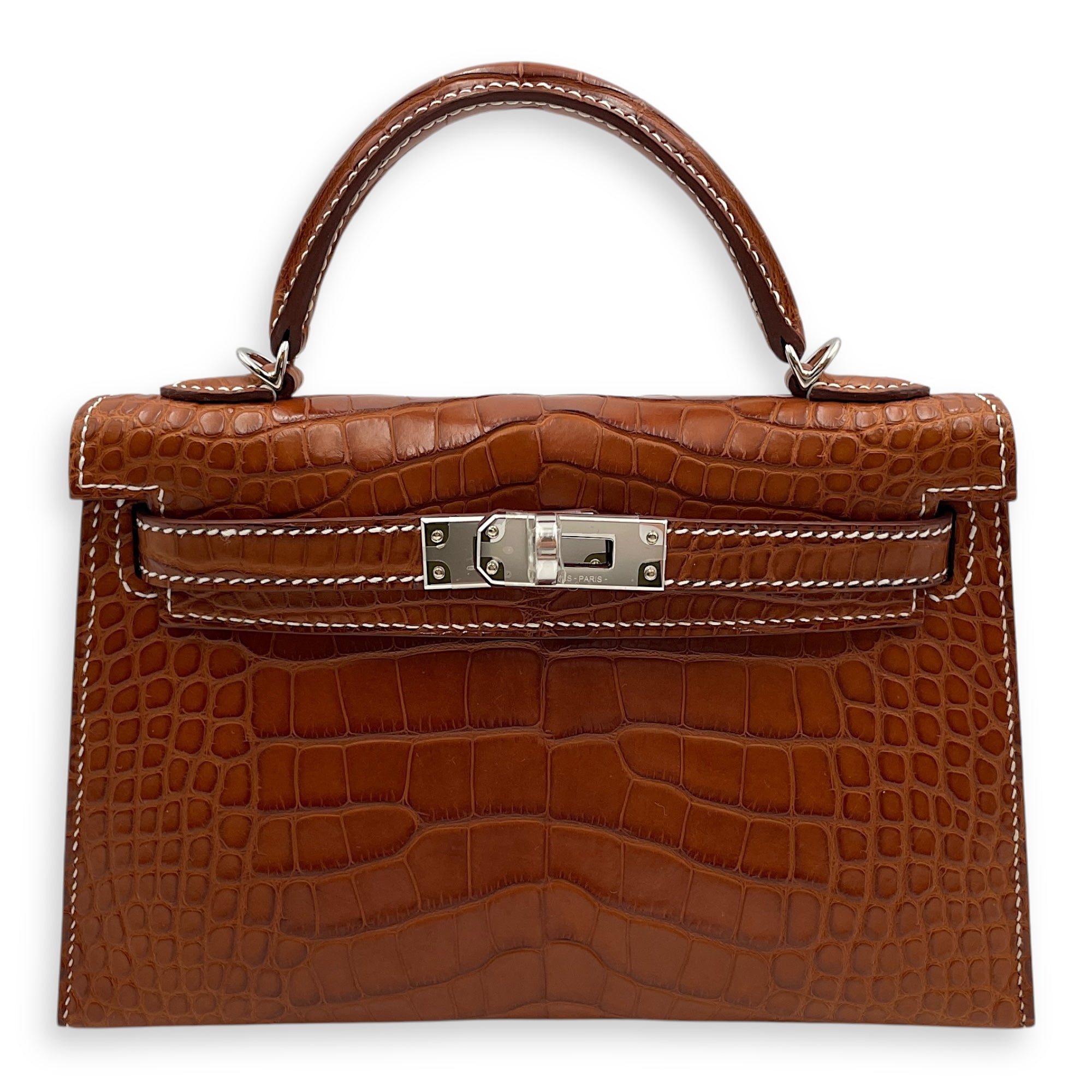 Sellier Kelly 20 Fauve in Matte Alligator, Palladium hardware