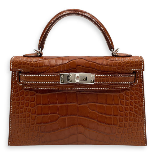 Sellier Kelly 20 Fauve in Matte Alligator, Palladium hardware