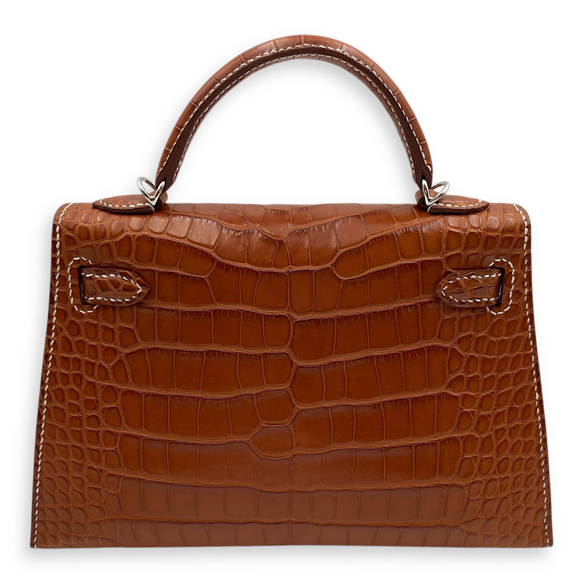 Sellier Kelly 20 Fauve in Matte Alligator, Palladium hardware