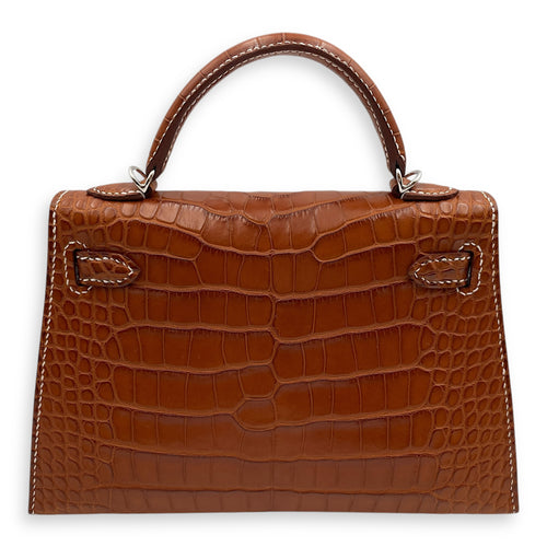 Sellier Kelly 20 Fauve in Matte Alligator, Palladium hardware